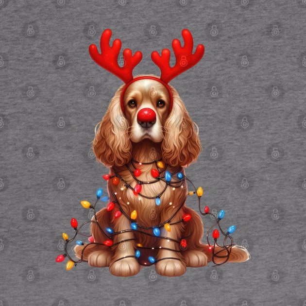 Christmas Red Nose Cocker Spaniel Dog by Chromatic Fusion Studio